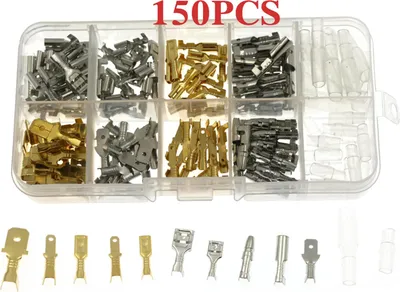 Zdjęcie produktu dla 150 SZTUK Zestaw końcówek kablowych 6,3/4,8/2,8 mm męski żeński samochodowy zestaw złączy widełkowych do motocykla roweru samochodu