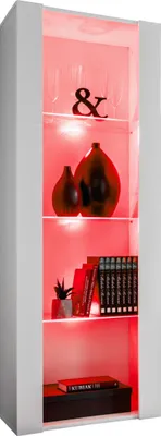 Obrázek produktu pro Komodee | Vitrína Tivoli se 3 Policemi, Korpus Bílý Matný Přední Část Bílý Matný, LED RGB
