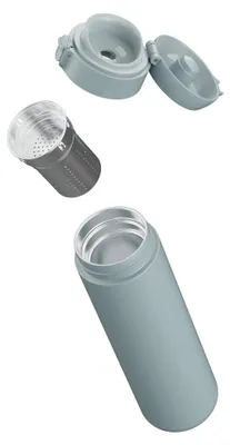 Produktbild von BergHOFF LEO - Thermoflasche 700ml - Herausnehmbarer Tee- und Fruchteinsatz - aus Edelstahl - Doppelwandig - für heiße und kalte Gerichte - Blau