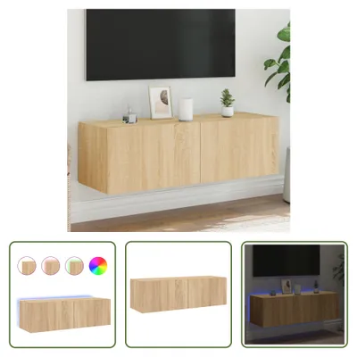 Productafbeelding van De Living Store TV-kast met LED-verlichting, Sonoma eikenhout, 100x35x31 cm