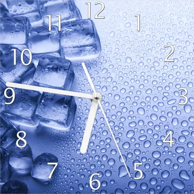 Produktbild von Wallario Design Wanduhr Eiswürfel aus Echtglas, Größe 20 x 20 cm