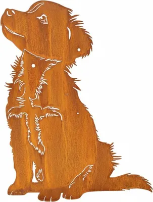 Produktbild von Edelrost Australian Shepherd - Rost Deko Hund Rostfigur Gartendeko für Draußen - stabile Metall Gartenfigur aus Stahl - Wetterfest für Beet Terrasse - 40x30cm