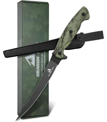 Produktbild von Filetiermesser Fisch 15cm Edelstahl mit Anti-Rutsch-Griff, Full Tang Kochmesser, Outdoor-Messer für Fisch und Fleisch