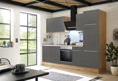 Produktbild von Küche Küchenzeile Küchenblock Marleen Premium 280 cm Grau Artisan Eiche Respekta