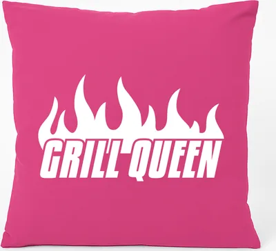 Produktbild von Huuraa Kissen Grill Queen Flammen 40x40cm mit Füllung Fuchsia Baumwolle Dekokissen Geschenkidee