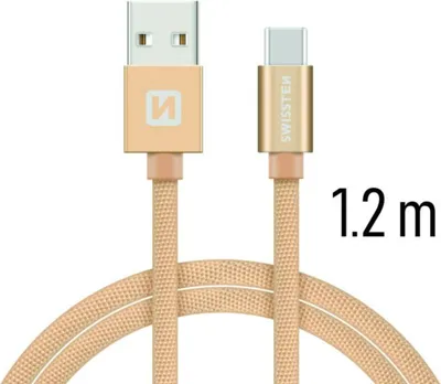 Obrázek produktu pro Swissten Textilní univerzální datový a nabíjecí kabel Quick Charge 3.1 USB-C 1,2 m