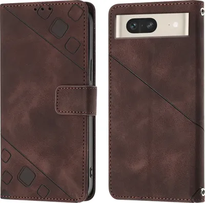 Obrázek produktu pro Pouzdro pro Google Pixel 7 vyražené Flip kožené peněženkové pouzdro s funkcí stojánku Hnědý