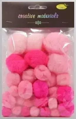 Productafbeelding van Galeria Hobby, getinte roze pompons, 15-40 mm, 30 stuks
