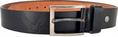 Produktbild von Hochwertiger Büffelledergürtel für Herren, Italy-Design mit Adler Motiv – 3.8 cm breit, Taillenweite 90 cm, Schwarz