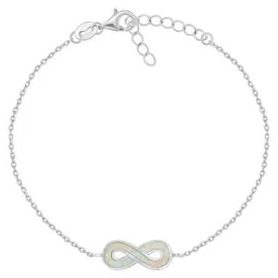 Zdjęcie produktu dla Srebrna bransoletka z białym opalem Infinity BRC208W
