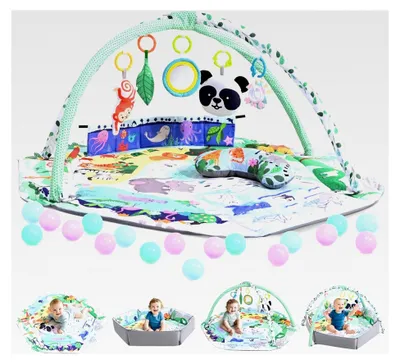 Produktbild von 8-in-1 Faltbarer Spielbogen für Babys mit Entwicklungszonen, interaktivem Spielzeug und Krabbeldecke zur Förderung von Motorik und Sinneswahrnehmung, geeignet für Babys von 0-18 Monaten