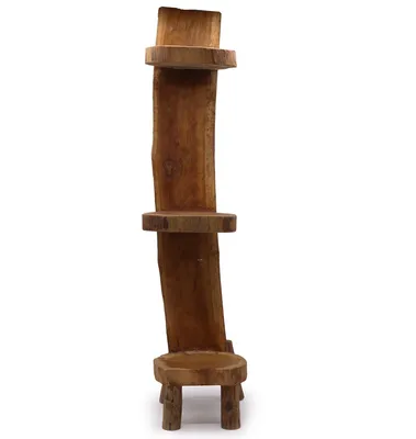 Produktbild von Regal aus natürlichem Teakholz, Ausstellungsregal, 3 Etagen, 100 cm Höhe
