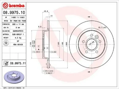 Produktbild von BREMBO Bremsscheiben (2 Stück) Hinterachse 08.9975.11