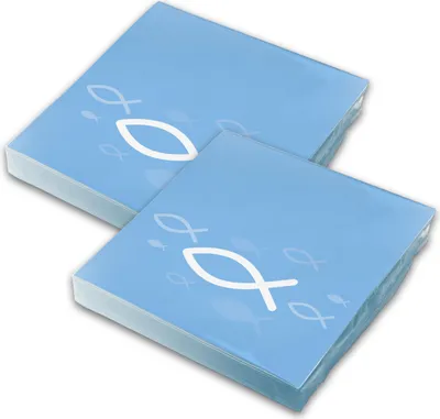 Produktbild von itenga Servietten Fisch HELLBLAU Weiß 30 x 30 cm 3-lagig 40 Stück