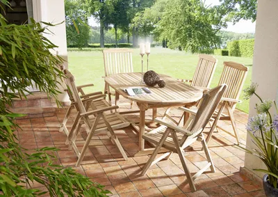 Produktbild von Gartenmöbel Set 7tlg Teak Gartentisch ausziehbar 180-240 cm ARUBA