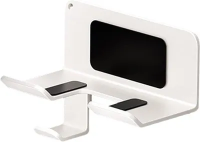 Productafbeelding van Haardrogerhouder - Föhnrek Wandmontage - Badkamer Organiseren - Boorvrije Installatie - 16x9x12cm - Wit