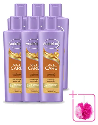 Zdjęcie produktu dla 6 sztuk szamponu Andrélon Oil & Care do włosów suchych i kręconych, pojemność 250 ml - zestaw ekonomiczny