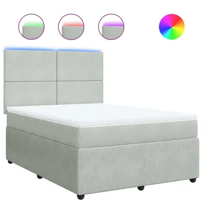 Produktbild von Boxspringbett mit Matratze Hellgrau 160x200 cm Samt
