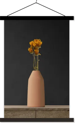 Produktbild von MuchoWow® Textilposter Blumen - Orange - Stilleben 120x180 cm mit schwarzem Rahmen - Fotos