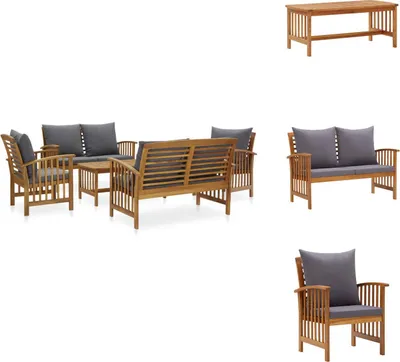 Produktbild von vidaXL 5-tlg. Garten-Lounge-Set mit Auflagen Massivholz Akazie - Gartenmöbel-Sets