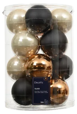 Productafbeelding van Kerstballen glas d8 cm zwart 16 st Decoris