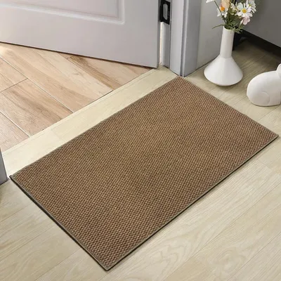 Image de Paillasson intérieur, 50x80 cm, plat – Paillasson anti-saleté avec dos antidérapant, couleur camel