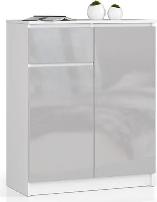 Image de Commode à tiroirs et porte SAVRILA - blanc / gris clair brillant