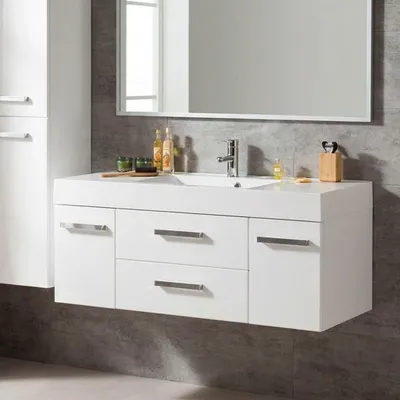 Produktbild von Quentis Badmöbelset ARUVA 120 cm, weiß glänzend, Waschbecken mit Unterschrank, vormontiert
