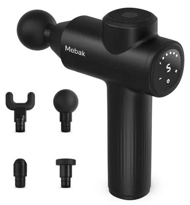 Imagen del producto de Masajeador muscular, pistola de masaje para tejidos profundos, 5 velocidades, masajeador eléctrico silencioso para manos, relaja los músculos y alivia el dolor en la espalda y los muslos