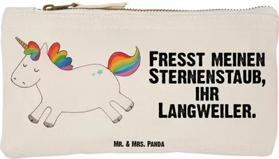 Produktbild von Mr. & Mrs. Panda Etui Einhorn Happy Größe S Klein - Weiß - Geschenk, Schminktasche, Einhörner, Kulturbeutel, Federtasche, Fröhlich, Lächeln, Unicorn, Freude, Pouch