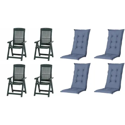 Produktbild von Progarden Klappsessel Tampa mit Auflage 4er Set grün / kobalt