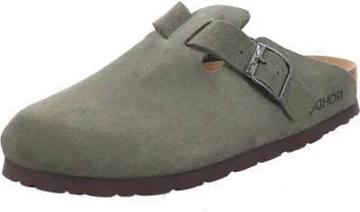 Produktbild von Rohde Damen Clog Leder Pantolette robust klassisch Schnalle Alba 6071, Größe:38 EU, Farbe:Grün