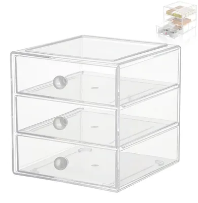 Image de Solidchoice - Organisateur de maquillage en acrylique transparent avec 3 tiroirs