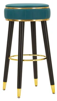 Zdjęcie produktu dla Stołek barowy London 37 x 74 x 38 cm Sosna Metal Poliuretan Czarny Turkusowy Złoty