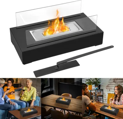 Produktbild von XMTECH Dekokamin Tischkamin Bioetanol, Tischfeuer Glaskamin Glasfeuer mit Löschstab, Feuerstelle Tisch-Dekofeuer für Innen und Außenbereich, Type C