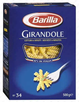 A box of Barilla Girandole pasta.