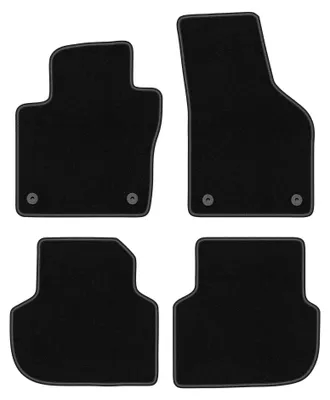 Produktbild von Velours-Fußmatten für Volkswagen Jetta VI 2010-2018 (Limousine/Kombi/Variant) – 4-tlg, Schwarz, passgenau – Wielganizator BASIC