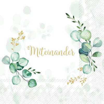 Produktbild von Servietten 33x33 cm - EUCALYPTUS WREATH gold