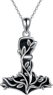 Image de CUPENDA Thor marteau collier argent sterling Mjolnir arbre de vie bijoux viking