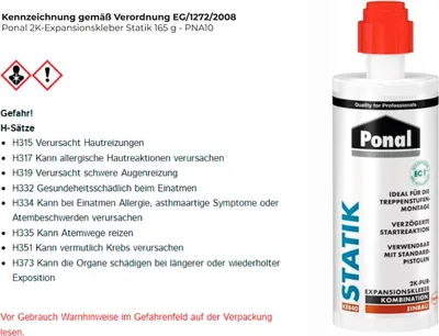 Produktbild von Clou Expansionskleber Ponal Statik PNA10 2K-PUR 220ml - PNA10