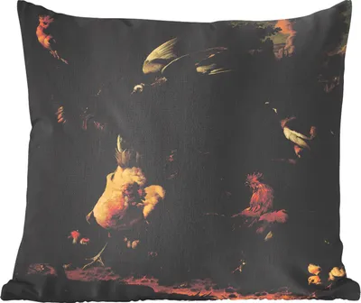 Produktbild von MuchoWow® Zierkissen Sofakissen Wohnzimmer Dekokissen 45x45 cm Vögel in einem Park - Gemälde von Melchior d'Hondecoeter - Schlafpolster - Polster für das Sofa