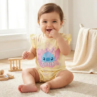Produktbild von Disney Lilo und Stitch Baby kurzarm Strampler Einteiler – Gelb / 62