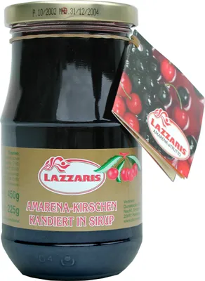 Obrázek produktu pro Lazzaris Amarena třešně kandované v sirupu sladké ovocné 450g