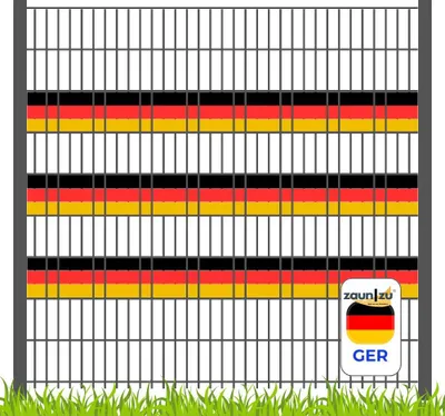 Produktbild von zaun|zu Sichtschutzstreifen Deutschland Landesfarben-Set für Doppelstabmattenzaun Akzentstreifen 3 für 2