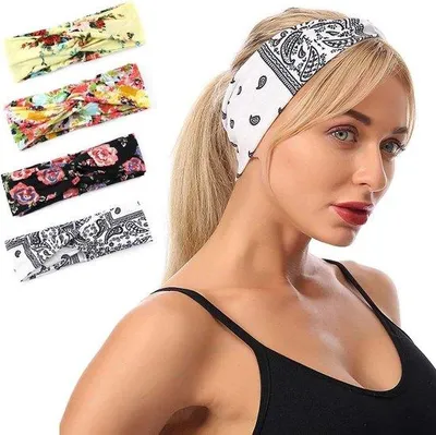 Produktbild von Famanu Haarbanden Set - Elastische Blumenmuster - 4 Stück