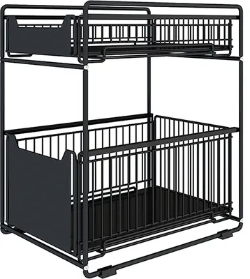 Produktbild von Küchenregal Steckregal zum Rausziehen,Schiebeschrank Korb,Aufbewahrungs Organisator für Küche/Badezimmer Schwarz