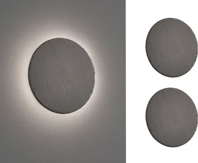 Produktbild von 2er-Set LED Innen Wandleuchten, indirekte Beleuchtung aus Naturschiefer Ø 20cm