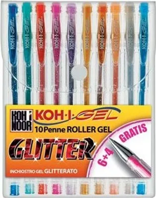 Produktbild von Koh-I-Noor NAGP10S, Verschlossener Gelschreiber, Blau, Grün, Grau, Orange, Pink, Rot, Mehrfarbig, Kunststoff, Sichtverpackung, 10 Stück(e)