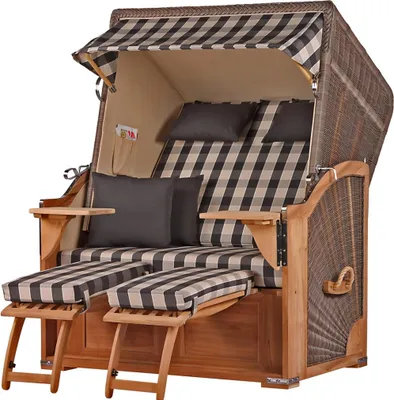 Produktbild von Strandkorb-Set - bene living - Schaalsee Teak - PE grau - Modell 505 - inkl. Liftersystem