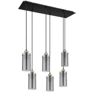 Produktbild von Pendelleuchte, Metall schwarz, Glas rauch, H 120 cm